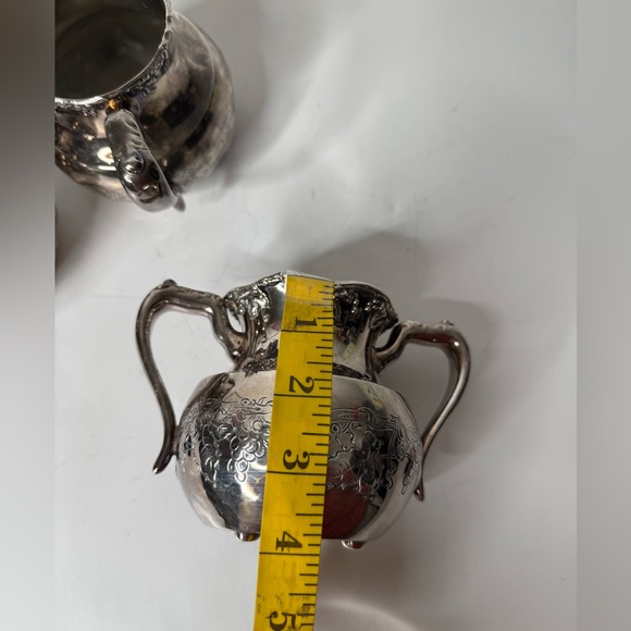 Antique The Van Bergh SP Co. Quadruple Plate Creamer Sugar Bowls USA Patina Rare